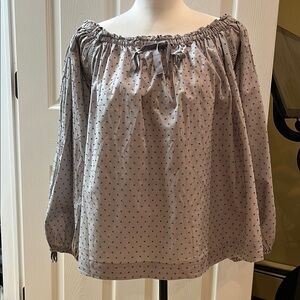 Victoria Secret, XL, Grey with Black Polka Dot Off-Shoulder Blouse